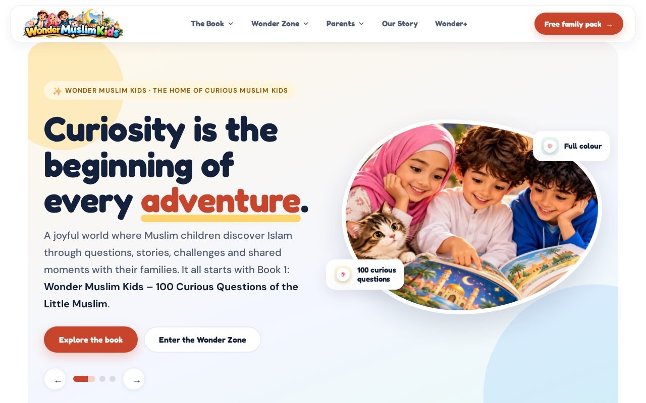 Page d'accueil de Wonder Muslim Kids